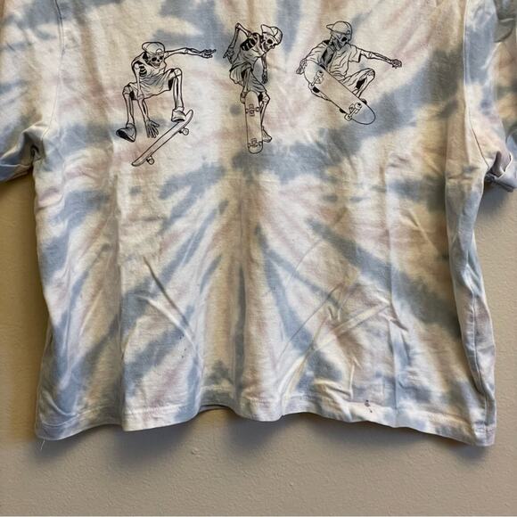 Electric Pink S tie dye short sleeve t-shirt cropped skater skeleton cute - Picture 3 of 7